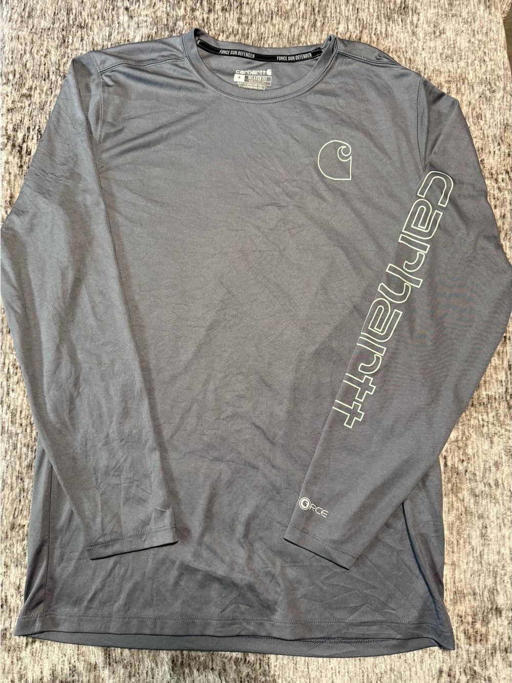 Carhartt Long Sleeve Logo Tee in Charcoal with Lime Accent